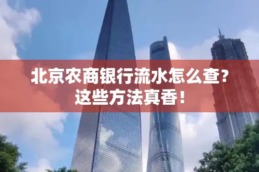北京农商银行流水怎么查？这些方法真香！